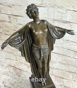 Signed F. Preiss Style Art New Nude Woman Awakening Bronze Sculpture Figure