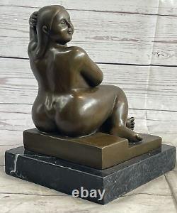 Signed Fernando Botero Young Girl Bronze Sculpture on Marble Base Modern Art