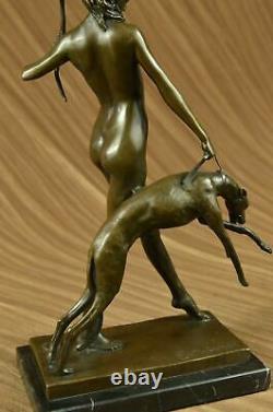 Signed Fonte Bronze Diana The Chasseress Art Deco Nue Sculpture Statue Nr