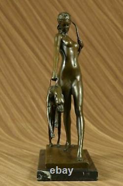 Signed Fonte Bronze Diana The Chasseress Art Deco Nue Sculpture Statue Nr