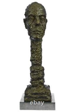 Signed GIA Abstract Male Bust Bronze Statue Figurine Sculpture Art Deco