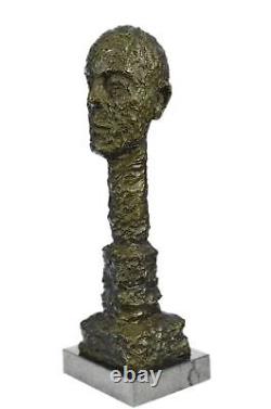 Signed GIA Abstract Male Bust Bronze Statue Figurine Sculpture Art Deco