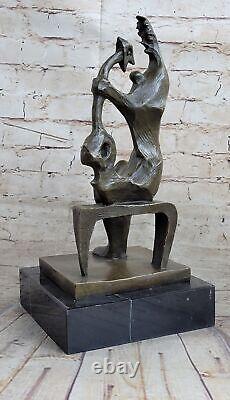 Signed Henry Moore Abstract Modern Art Mother And Child Bronze Sculpture Statue