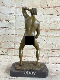 Signed Mavchi Confident Chair Gay Men Bronze Sculpture Figure Statue Art
