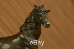 Signed Mene 3 Standing Horses Base Marble Art Figurine Bronze Sculpture Statue