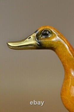 Signed Migniez Marsh Duck Bronze Statue Sculpture Marble Base Art Deal