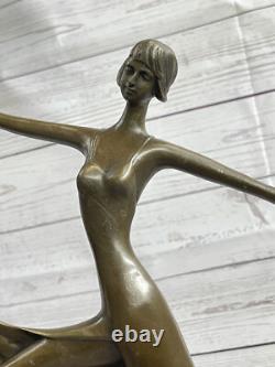 Signed Milo Original Genuine Bronze Art Deco Dancer Sculpture Figure
