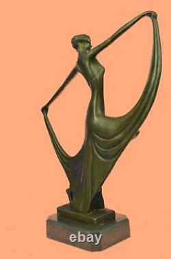 Signed Milo Original Genuine Bronze Statue Art Deco Dancer Sculpture Figure