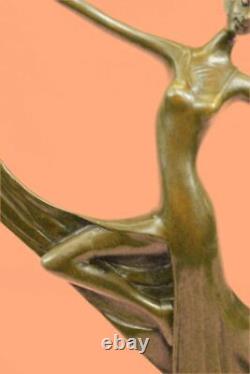 Signed Milo Original Genuine Bronze Statue Art Deco Dancer Sculpture Figure