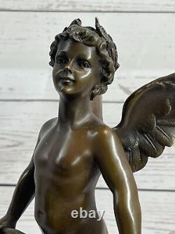 Signed Moreau Angel Cherub Bronze Statue Sculpture Art Deco Figurine Opener