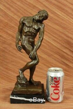 Signed Naked Man By Rodin Sculpture Bronze Statue Abstract Modern Art Decor
