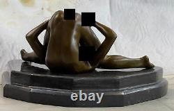 Signed Oliviono Flexible Erotic Nude Female Bronze Sculpture Statue Figurine Art