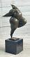 Signed Original Abstract Modern Art Female Bronze Sculpture Figurine