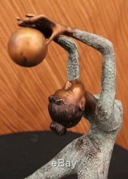 Signed Original Flesh Erotic Art Gymnast Acrobat Bronze Statue Nr