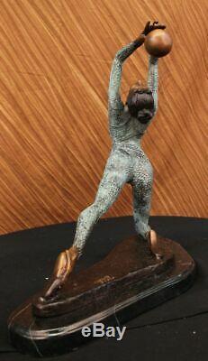 Signed Original Flesh Erotic Art Gymnast Acrobat Bronze Statue Nr