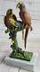 Signed Original Milo Bronze Sculpture Of 3 Parrots Bird Handcrafted Art