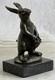 Signed Original Milo Rabbit W. Flower Basket Bronze Art Deco Sculpture Statue