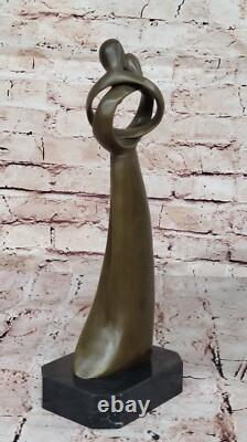 Signed Original Rare Milo Abstract Modern Kissing Couple Bronze Sculpture