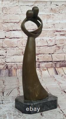 Signed Original Rare Milo Abstract Modern Kissing Couple Sculpture Bronze