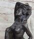 Signed Original Russian Artist Odegaard Chair Bronze Woman Cast Sculpture Art