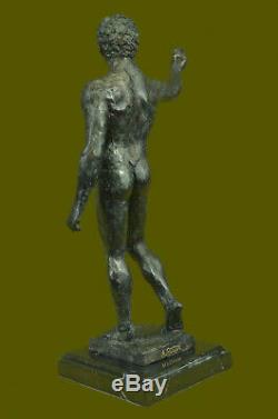 Signed Rodin Modern Abstract Art Deco Male Nude Torso Bronze Sculpture Figurine