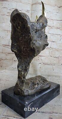 Signed Salvador Dali Rhino with Bronze Horn Art Deco Sculpture Figurine