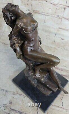 Signed Sexy Erotic Art Chair Woman Dancer Bronze Sculpture Statue Figure