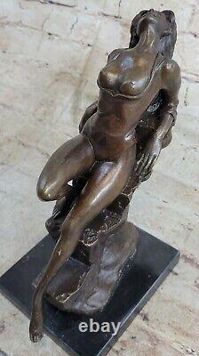 Signed Sexy Erotic Art Chair Woman Dancer Bronze Sculpture Statue Figure