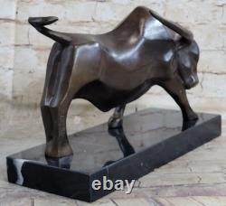 Signed Truffaut Abstract Modern Art Bul Bronze Statue Figurine Sculpture