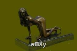 Signed Unique Bronze Sculpture Erotic Sexy Nude Female Shape Art Statue