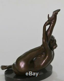 Signed Unique Bronze Sculpture Erotic Sexy Nude Female Shape Statue Art