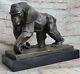 Signed Vobisova Female Gorilla Bronze Marble Sculpture Art Deco Figurine