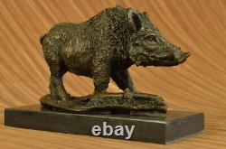 Signed Wild Boar Hunting Dogs Animal Bronze Sculpture Figure Art Deco