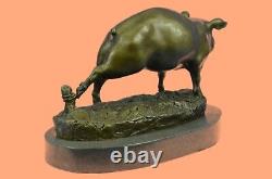 Signed Wild Pig Bronze Sculpture Figurine Art Deco Home Decor