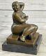 Signed By Fernando Botero Young Girl Bronze Sculpture On Marble Base Large Art