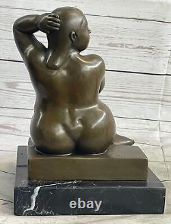 Signed by Fernando Botero Young Girl Bronze Sculpture on Marble Base Large Art