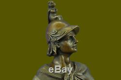 Signedpicaultroman Bronze Bust Bronze Sculpture Base Marble Art Deco