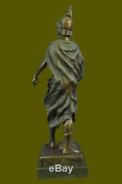 Signéepicaultromain Soldier Bust Bronze Sculpture Marble Base Art Deco