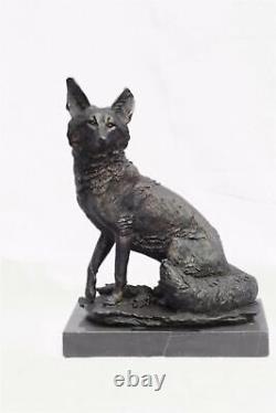 Sitting Fox Solid Bronze European Foundry Cast Sculpture by Williams Art