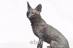 Sitting Fox Solid Bronze European Foundry Cast Sculpture by Williams Art