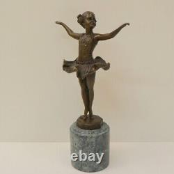 Solid Bronze Art Deco Style Art Nouveau Dancer Sculpture Statue Signed