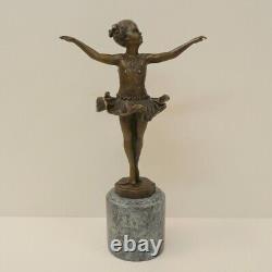 Solid Bronze Art Deco Style Art Nouveau Dancer Sculpture Statue Signed