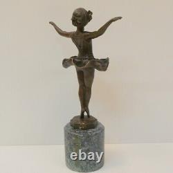 Solid Bronze Art Deco Style Art Nouveau Dancer Sculpture Statue Signed