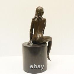 Solid Bronze Art Deco Style Art Nouveau Nude Nymph Sexy Style Statue Sculpture