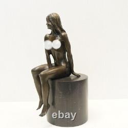 Solid Bronze Art Deco Style Art Nouveau Nude Nymph Sexy Style Statue Sculpture