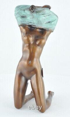 Solid Bronze Art Deco Style Art Nouveau Sexy Pin-up Statue Sculpture