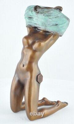 Solid Bronze Art Deco Style Art Nouveau Sexy Pin-up Statue Sculpture