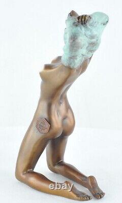 Solid Bronze Art Deco Style Art Nouveau Sexy Pin-up Statue Sculpture