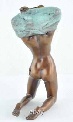 Solid Bronze Art Deco Style Art Nouveau Sexy Pin-up Statue Sculpture