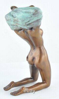 Solid Bronze Art Deco Style Art Nouveau Sexy Pin-up Statue Sculpture